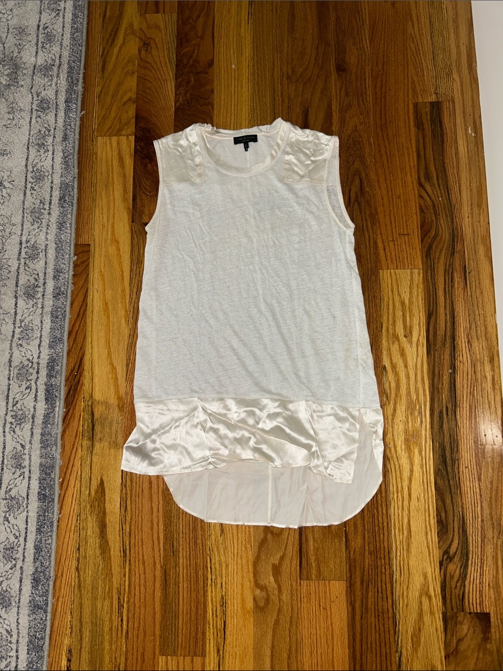 rag & bone White Sleeveless Satin-Trim Tunic